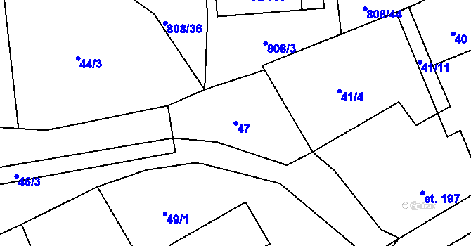 Parcela st. 47 v KÚ Lhenice, Katastrální mapa