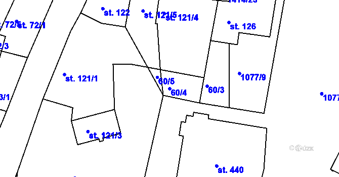 Parcela st. 60/4 v KÚ Lhenice, Katastrální mapa