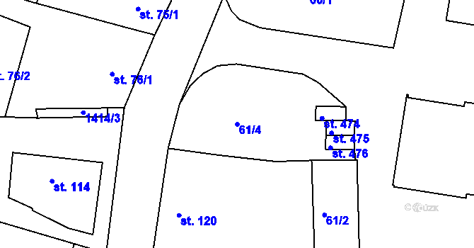 Parcela st. 61/4 v KÚ Lhenice, Katastrální mapa