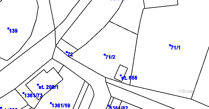 Parcela st. 71/2 v KÚ Lhenice, Katastrální mapa