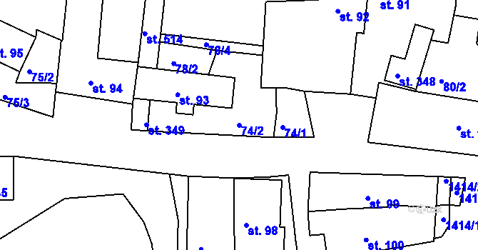 Parcela st. 74/2 v KÚ Lhenice, Katastrální mapa