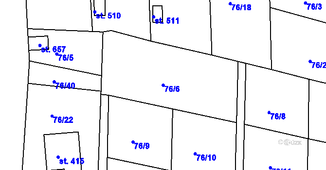 Parcela st. 76/6 v KÚ Lhenice, Katastrální mapa
