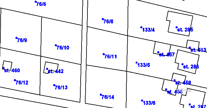 Parcela st. 76/11 v KÚ Lhenice, Katastrální mapa