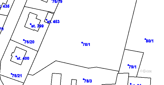 Parcela st. 78/1 v KÚ Lhenice, Katastrální mapa