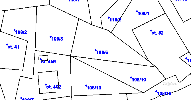 Parcela st. 108/6 v KÚ Lhenice, Katastrální mapa