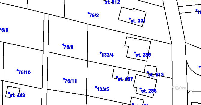 Parcela st. 133/4 v KÚ Lhenice, Katastrální mapa