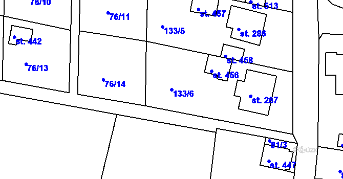 Parcela st. 133/6 v KÚ Lhenice, Katastrální mapa