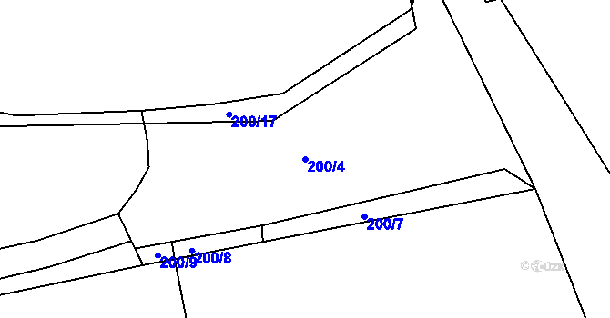 Parcela st. 200/4 v KÚ Lhenice, Katastrální mapa