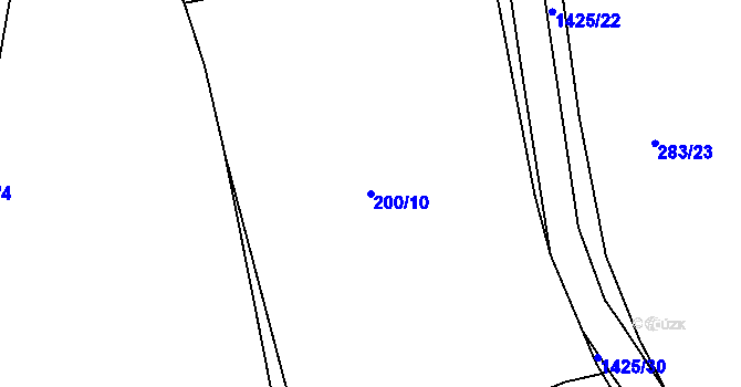 Parcela st. 200/10 v KÚ Lhenice, Katastrální mapa