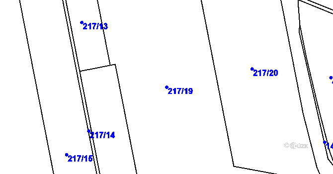 Parcela st. 217/19 v KÚ Lhenice, Katastrální mapa