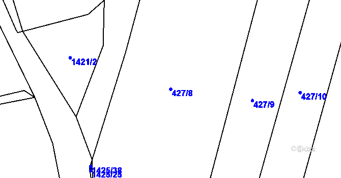 Parcela st. 427/8 v KÚ Lhenice, Katastrální mapa