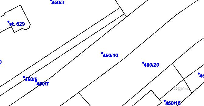 Parcela st. 450/10 v KÚ Lhenice, Katastrální mapa