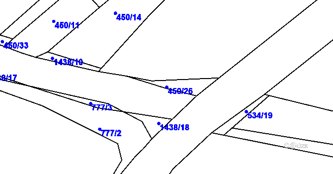 Parcela st. 450/26 v KÚ Lhenice, Katastrální mapa
