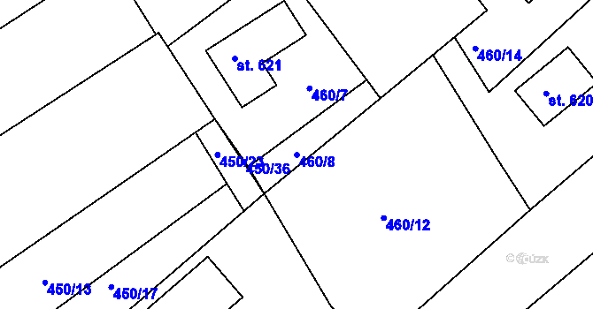 Parcela st. 460/8 v KÚ Lhenice, Katastrální mapa