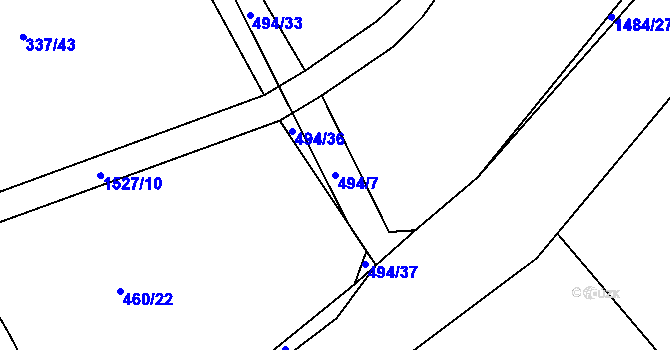 Parcela st. 494/7 v KÚ Lhenice, Katastrální mapa