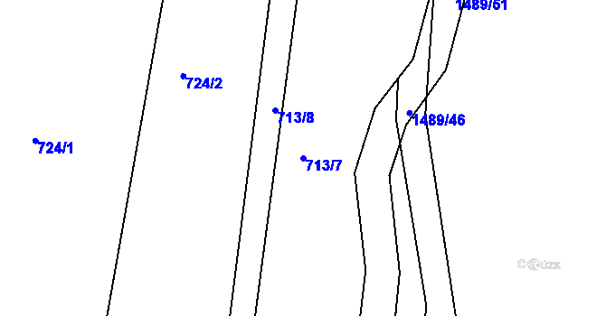 Parcela st. 713/7 v KÚ Lhenice, Katastrální mapa