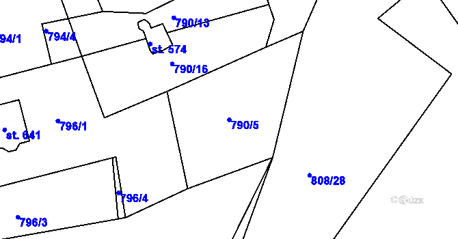 Parcela st. 790/5 v KÚ Lhenice, Katastrální mapa