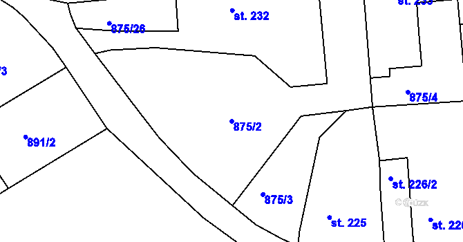 Parcela st. 875/2 v KÚ Lhenice, Katastrální mapa