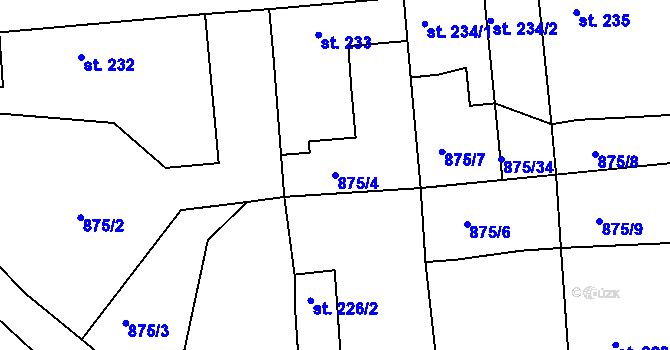 Parcela st. 875/4 v KÚ Lhenice, Katastrální mapa