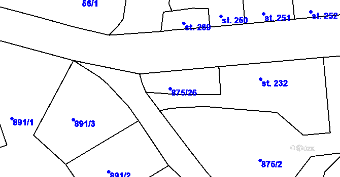 Parcela st. 875/26 v KÚ Lhenice, Katastrální mapa