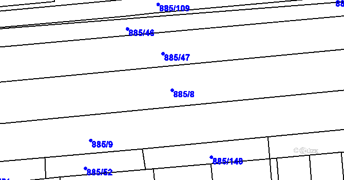 Parcela st. 885/8 v KÚ Lhenice, Katastrální mapa