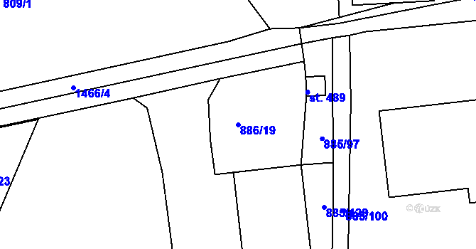 Parcela st. 886/19 v KÚ Lhenice, Katastrální mapa