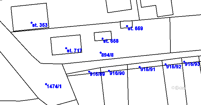 Parcela st. 894/8 v KÚ Lhenice, Katastrální mapa