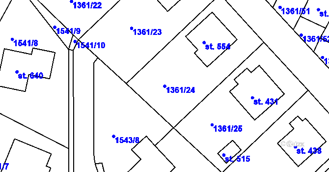 Parcela st. 1361/24 v KÚ Lhenice, Katastrální mapa