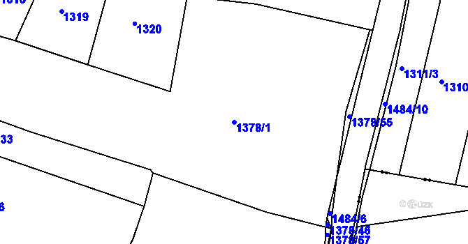 Parcela st. 1378/1 v KÚ Lhenice, Katastrální mapa