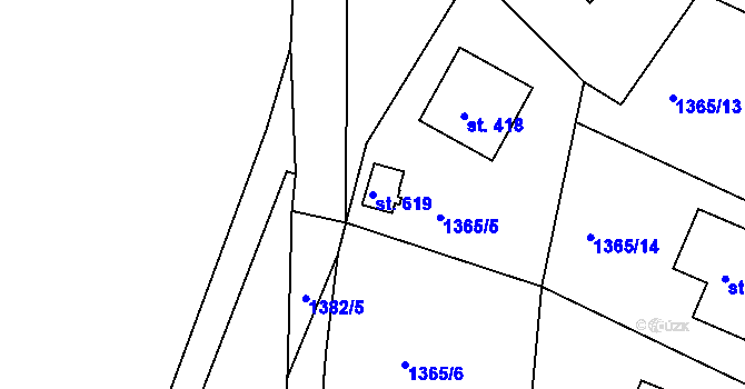 Parcela st. 619 v KÚ Lhenice, Katastrální mapa