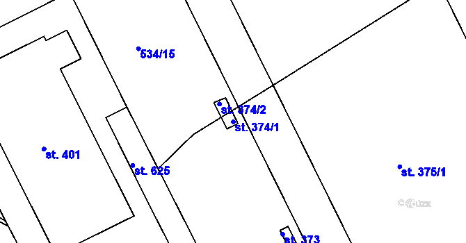 Parcela st. 374/1 v KÚ Lhenice, Katastrální mapa