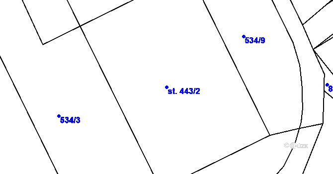 Parcela st. 443/2 v KÚ Lhenice, Katastrální mapa