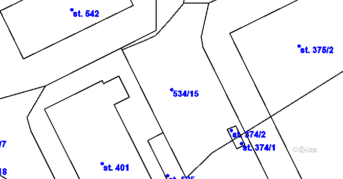 Parcela st. 534/15 v KÚ Lhenice, Katastrální mapa