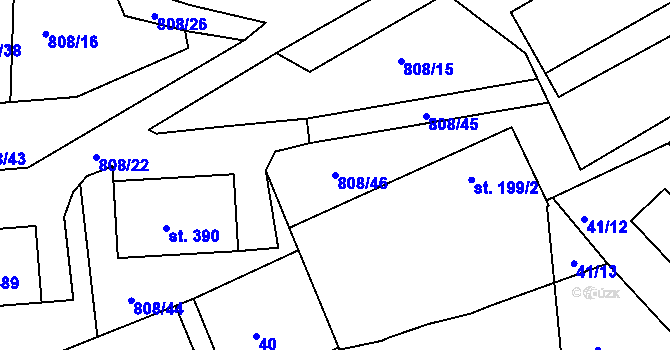 Parcela st. 808/46 v KÚ Lhenice, Katastrální mapa
