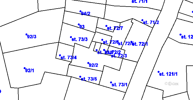 Parcela st. 73/6 v KÚ Lhenice, Katastrální mapa