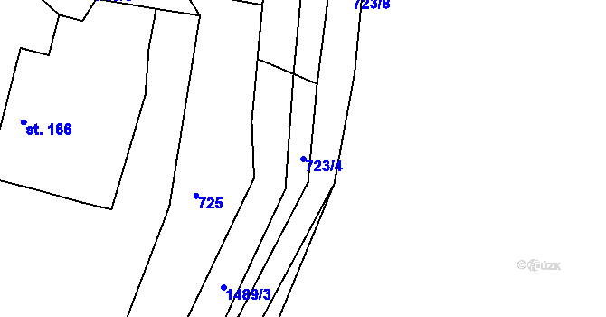 Parcela st. 723/4 v KÚ Lhenice, Katastrální mapa