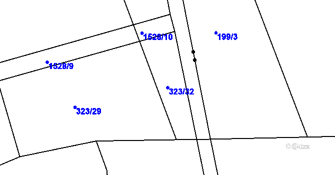 Parcela st. 323/32 v KÚ Lhenice, Katastrální mapa
