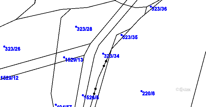 Parcela st. 323/34 v KÚ Lhenice, Katastrální mapa