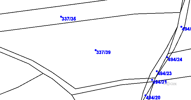 Parcela st. 337/39 v KÚ Lhenice, Katastrální mapa