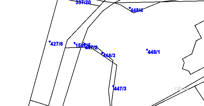 Parcela st. 448/3 v KÚ Lhenice, Katastrální mapa