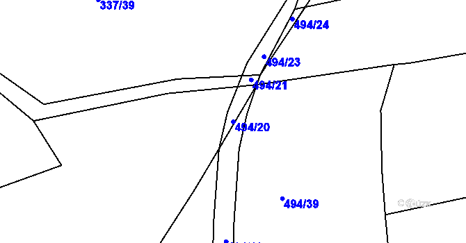 Parcela st. 494/20 v KÚ Lhenice, Katastrální mapa