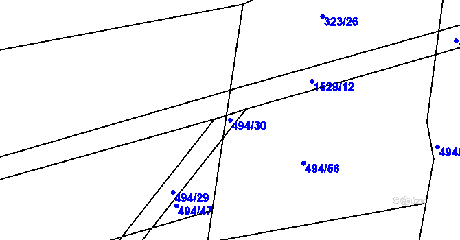 Parcela st. 494/30 v KÚ Lhenice, Katastrální mapa