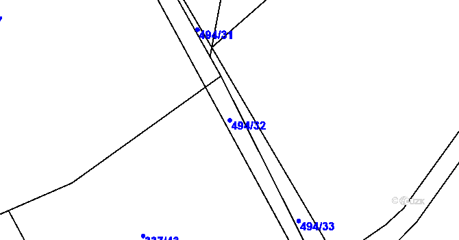 Parcela st. 494/32 v KÚ Lhenice, Katastrální mapa