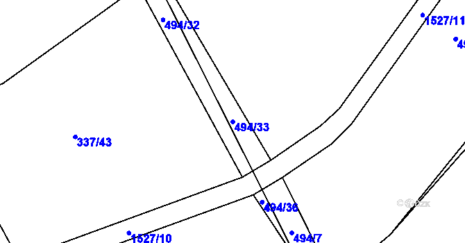 Parcela st. 494/33 v KÚ Lhenice, Katastrální mapa