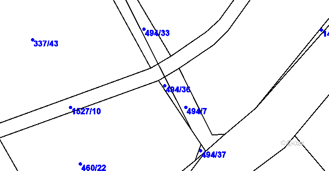 Parcela st. 494/36 v KÚ Lhenice, Katastrální mapa