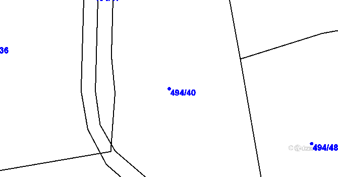 Parcela st. 494/40 v KÚ Lhenice, Katastrální mapa