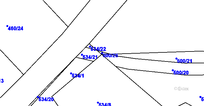 Parcela st. 500/26 v KÚ Lhenice, Katastrální mapa
