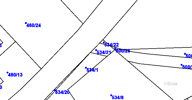 Parcela st. 534/21 v KÚ Lhenice, Katastrální mapa