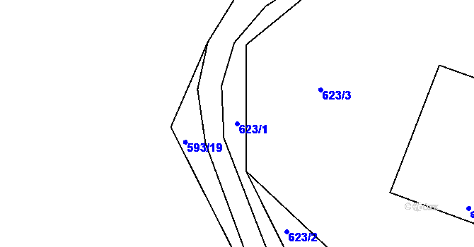 Parcela st. 623/1 v KÚ Lhenice, Katastrální mapa