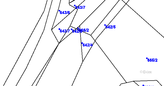 Parcela st. 642/4 v KÚ Lhenice, Katastrální mapa